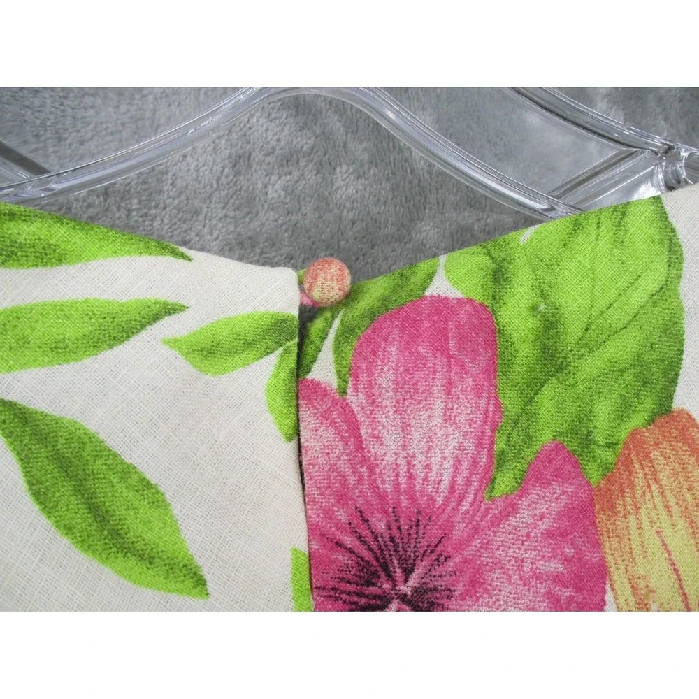 Vintage Talbots Dress 8 Petite Floral Linen Modest Cottage Maxi Tropical Vibrant - Picture 8 of 12